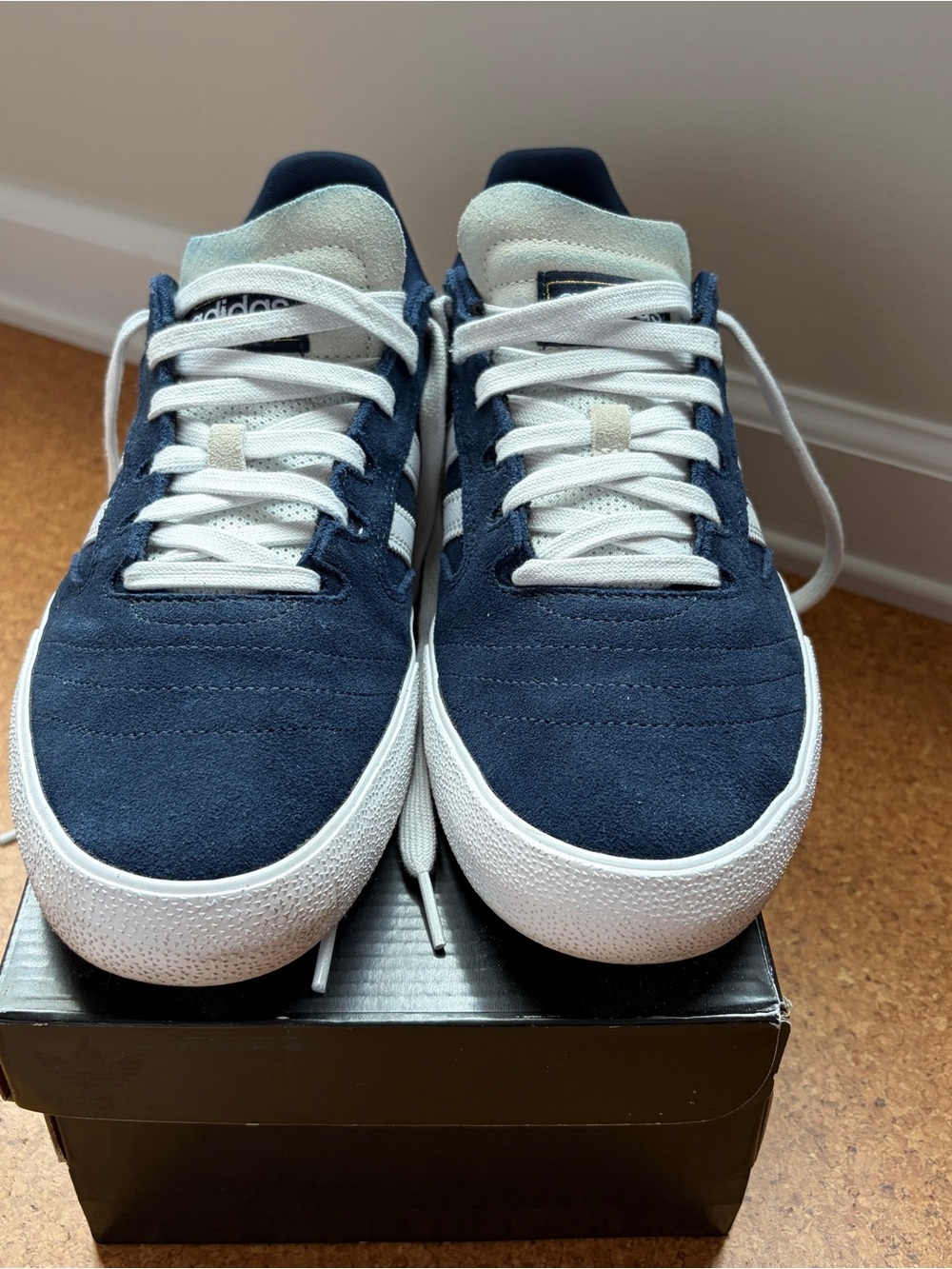 adidas Busenitz Vulc II Navy Suede Sneakers with White